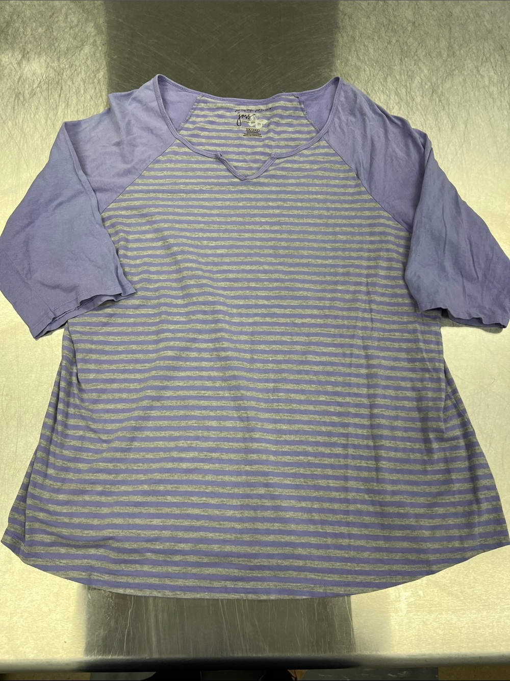 Just My Size Striped Raglan Sleeve Women’s Top - Lavender 3X